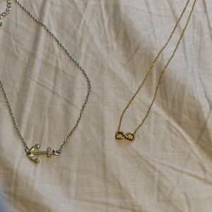 SILVER ANCHOR AND GOLD INFINITY NECKLACE